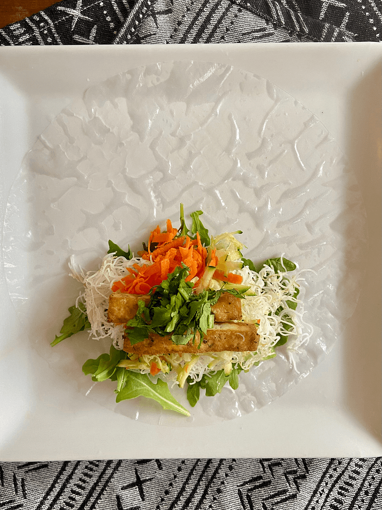 rouleaux tofu légumes et vermicelles