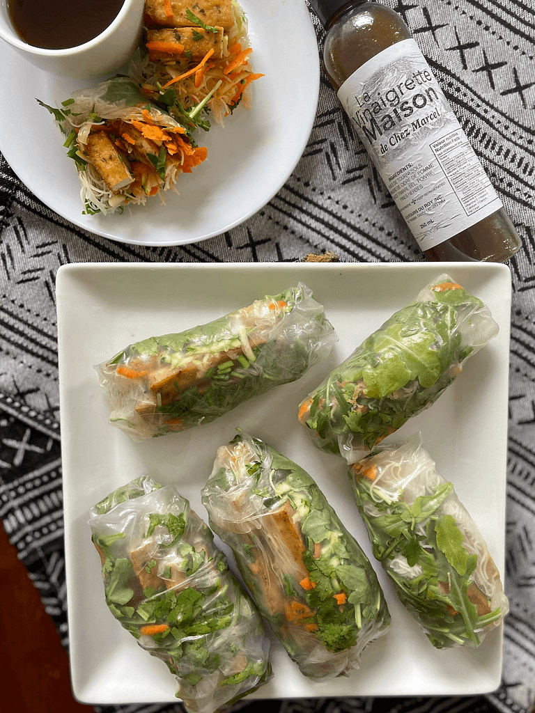 rouleaux tofu légumes et vermicelles